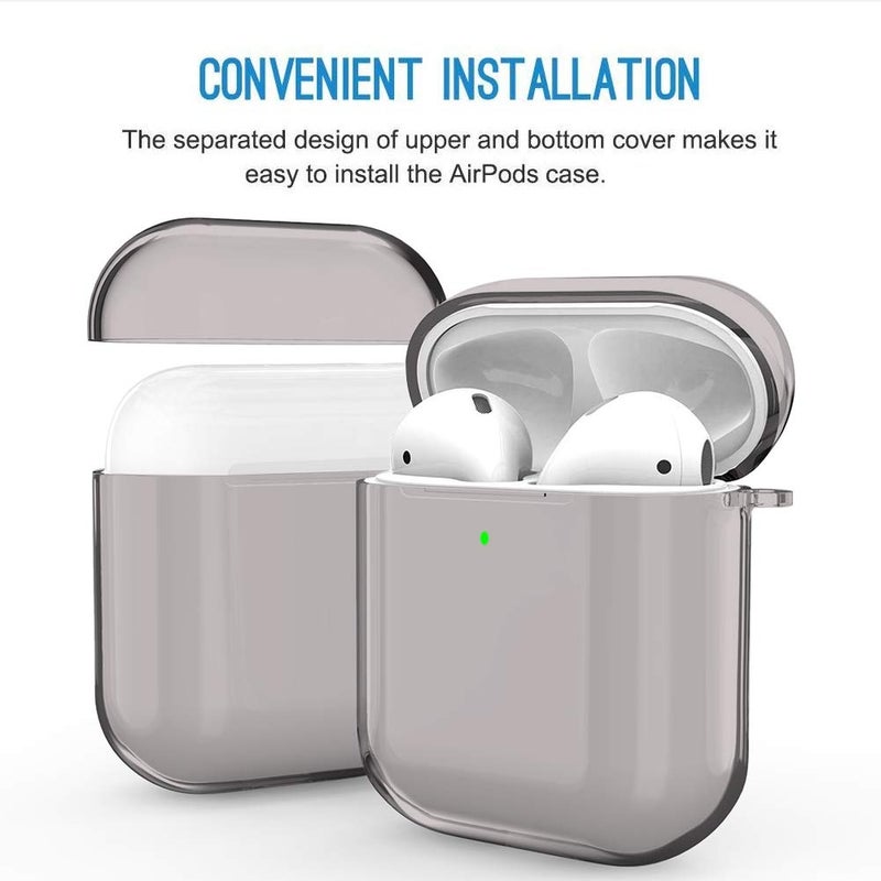 valkit Compatible AirPod Case Cover, Clear Airpods Case with Keychain Soft TPU Protective Cover Shockproof Case for Girls Women Men Compatible with Apple AirPods Charging Case 2 & 1 - Clear Black - Image 3